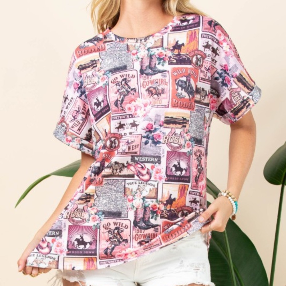 Pink Rodeo Poster Waffle Top - Picture 3 of 3